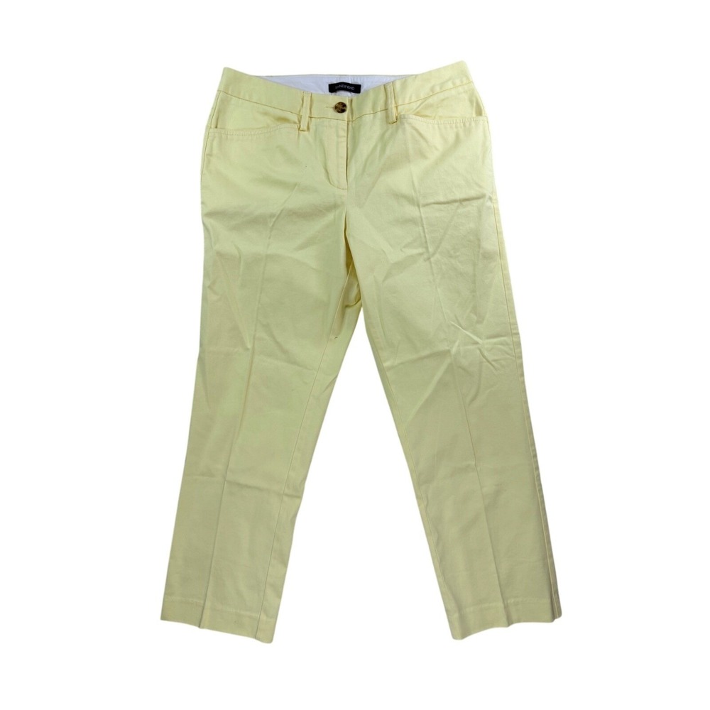 Lands' End Straight Leg Pants Womens 4 Yellow Excellent Mid‎ Rise Chino Trousers